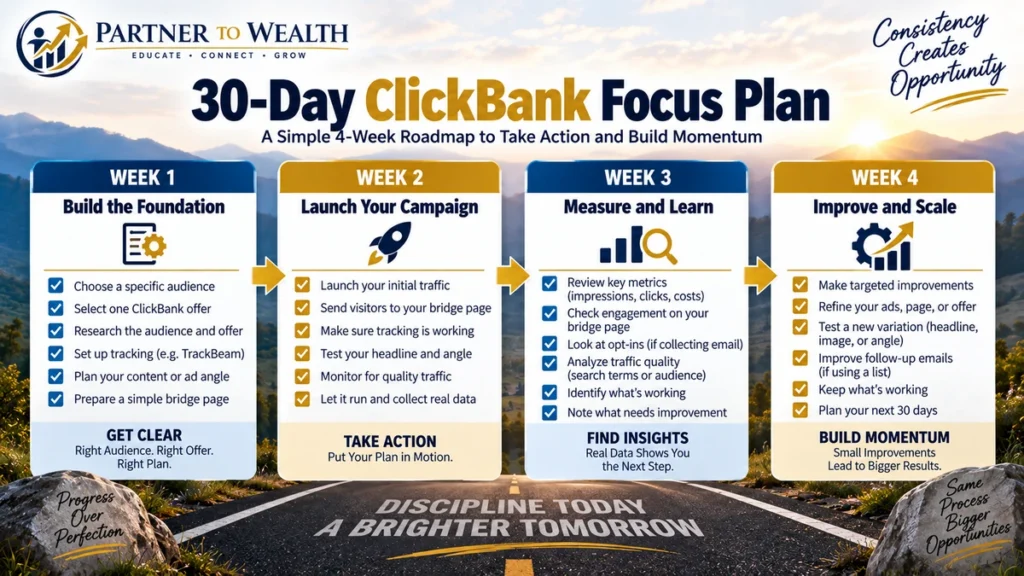 30-day ClickBank focus plan for affiliate marketers