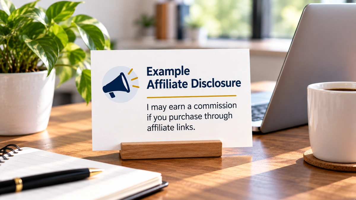 Example affiliate disclosure explaining that commissions may be earned from affiliate links