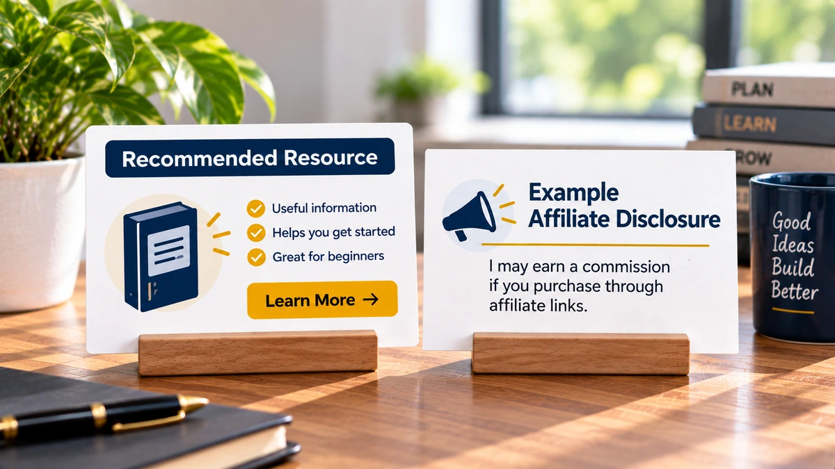 Recommended resource shown beside an example affiliate disclosure