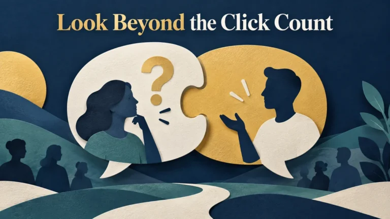Affiliate traffic quality illustration showing a reader’s question connecting with relevant content