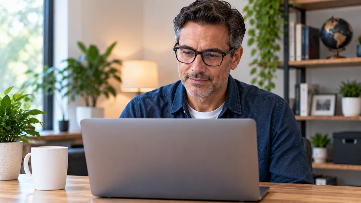 Marketer calmly reviewing affiliate campaign results before making the next change
