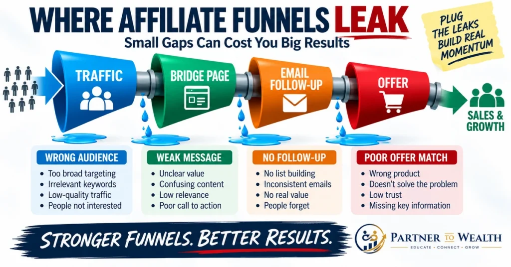 Where affiliate funnels leak from traffic to offer