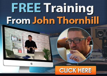 Official John Thornhill promotional banner offering free introductory training with presentation images and a Click Here button